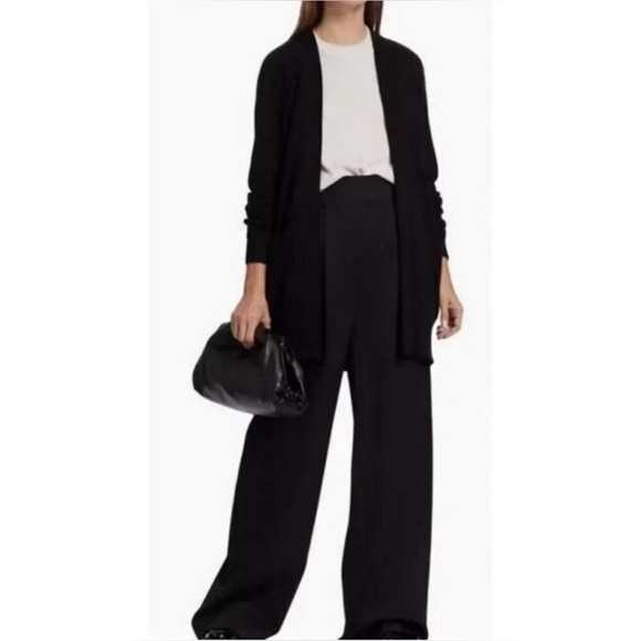 Vince 100% Cashmere Open Front Long Cardigan Sweater Solid Black Oversized Small - Picture 12 of 13